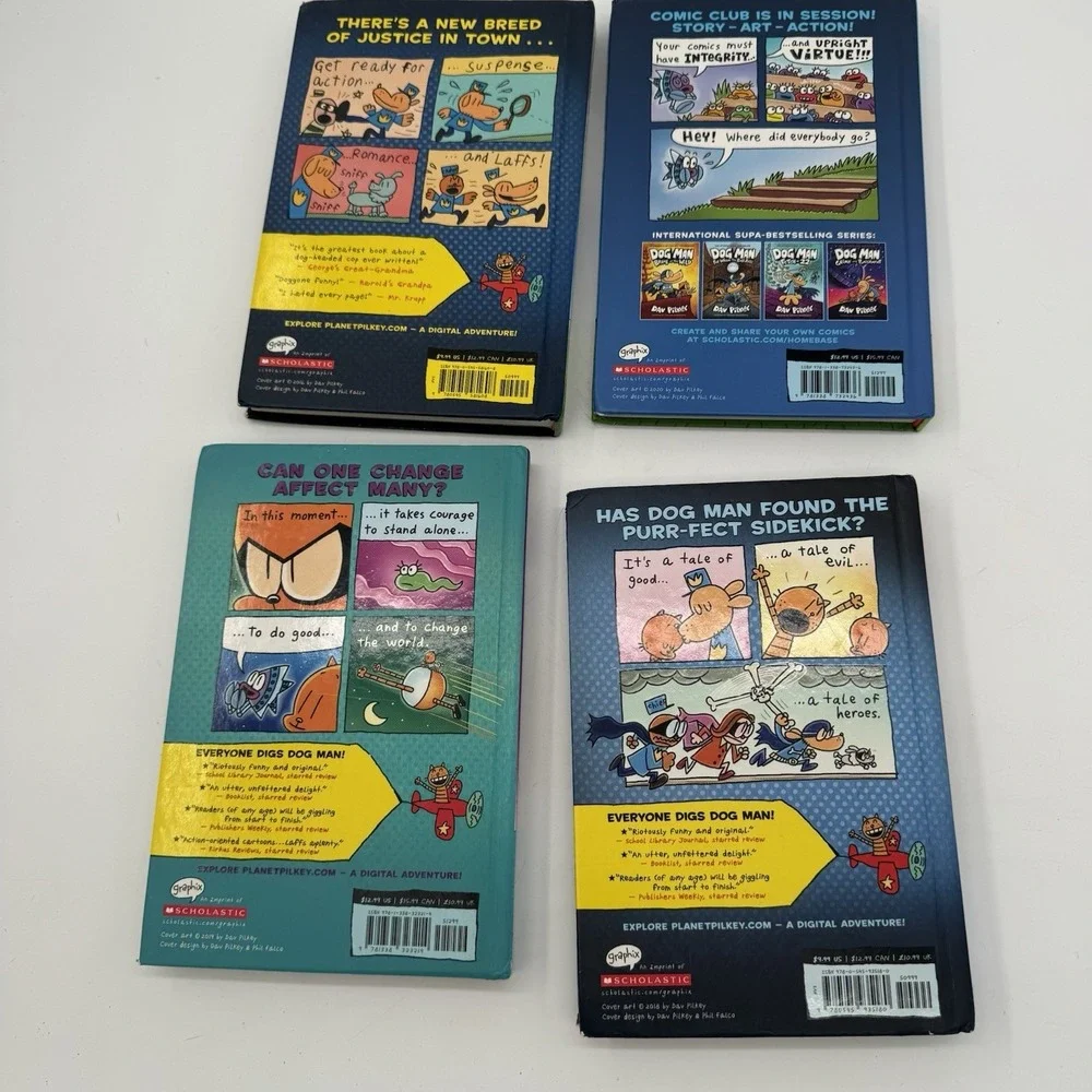 Dav Pilkey Dog Man Hardcover Book Lot 4 Cat Kid Comic Club Fetch-22 EUC